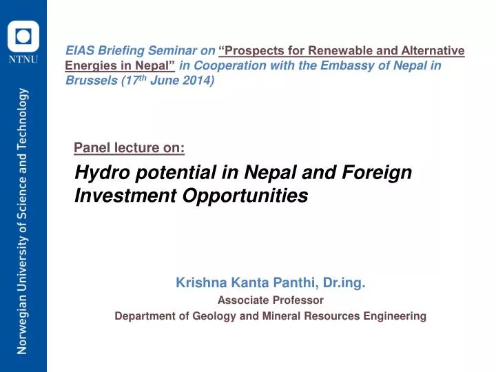 panel lecture on hydro potential in nepal and foreign investment opportunities