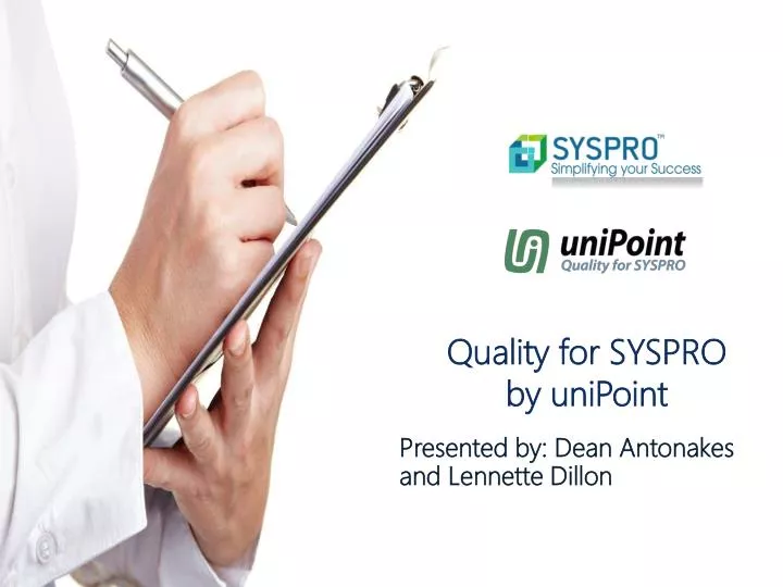 quality for syspro by unipoint