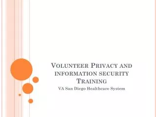 Volunteer Privacy and information security Training