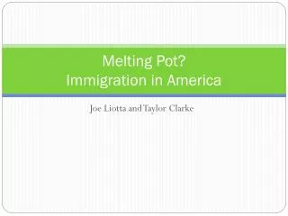 Melting Pot? Immigration in America