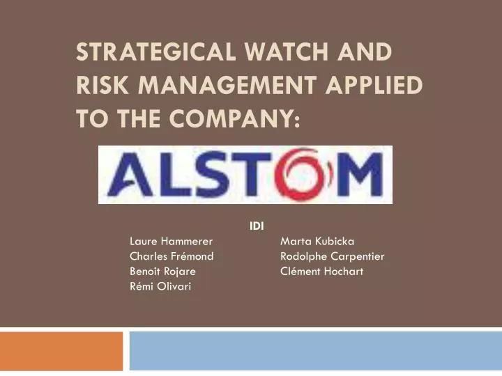 strategical watch and risk management applied to the company