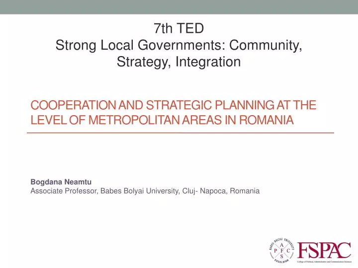 cooperation and strategic planning at the level of metropolitan areas in romania