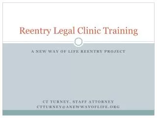 Reentry Legal Clinic Training
