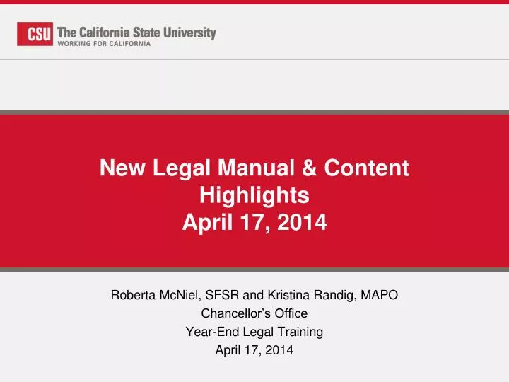 new legal manual content highlights april 17 2014
