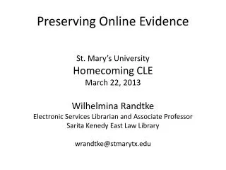 Preserving Online Evidence