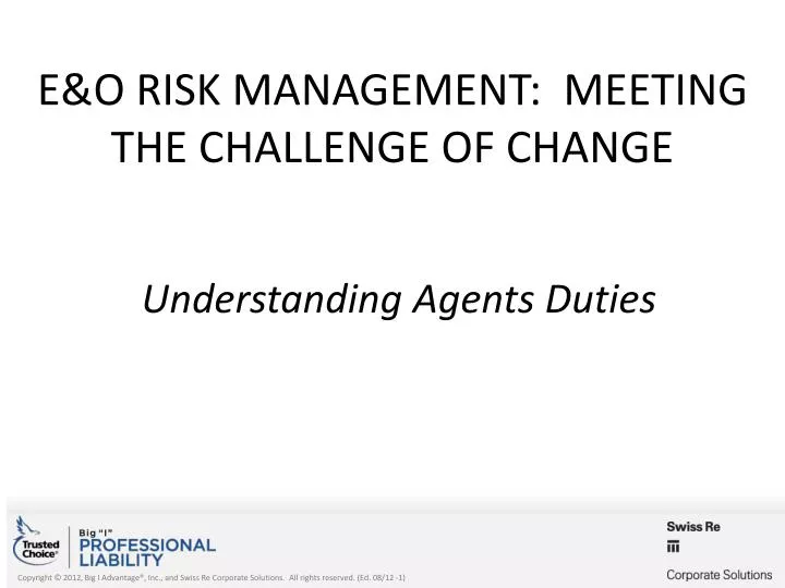 e o risk management meeting the challenge of change