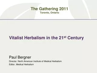 Vitalist Herbalism in the 21 st Century