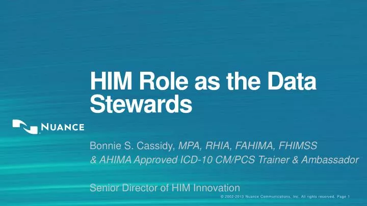 him role as the data stewards