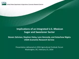 Implications of an Integrated U.S.-Mexican Sugar and Sweetener Sector
