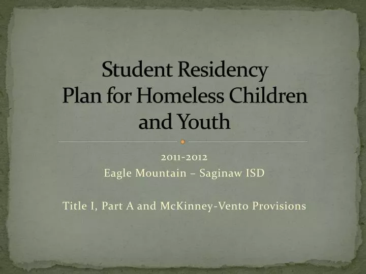 student residency plan for homeless children and youth