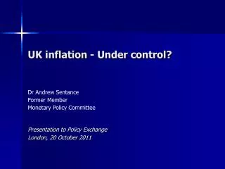 UK inflation - Under control?