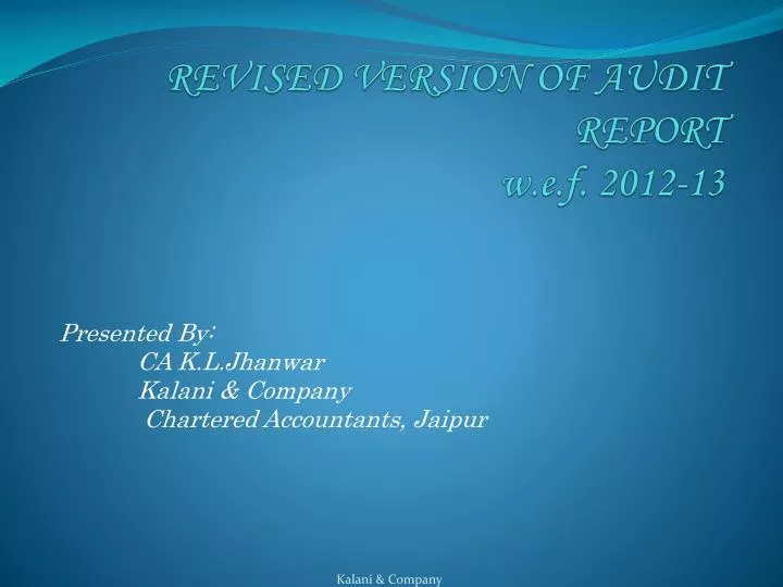 revised version of audit report w e f 2012 13