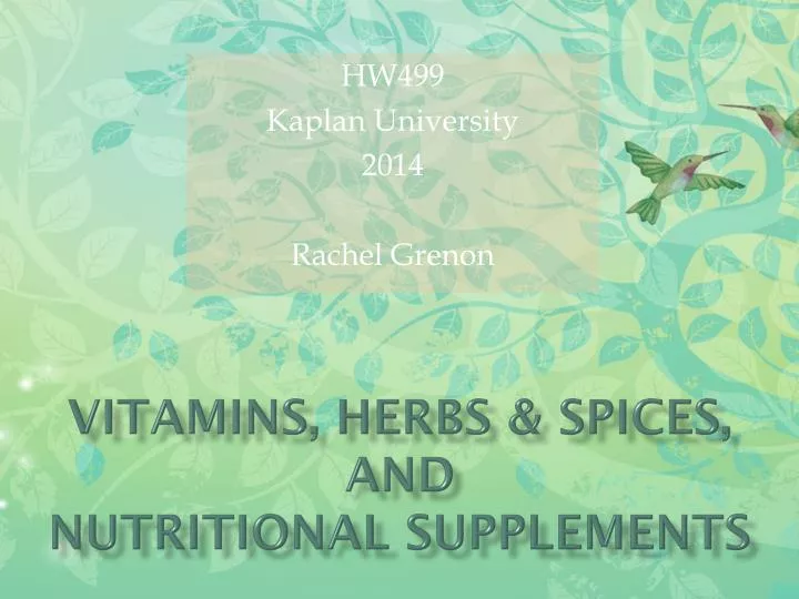 vitamins herbs spices and nutritional supplements