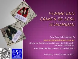 FEMINICIDIO Crimen de lesa humanidad