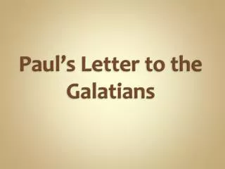 Paul’s Letter to the Galatians