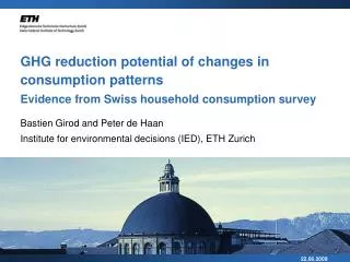 GHG reduction potential of changes in consumption patterns Evidence from Swiss household consumption survey