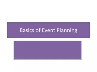 Basics of Event Planning