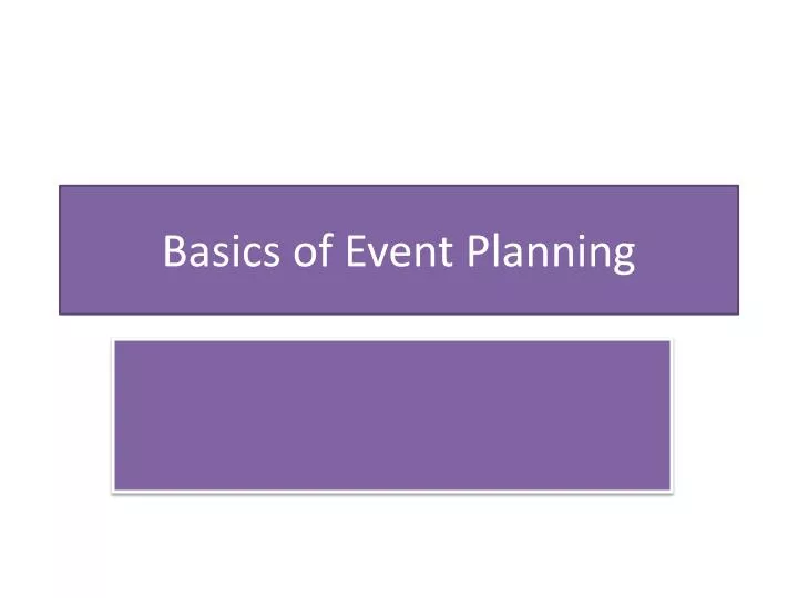 basics of event planning