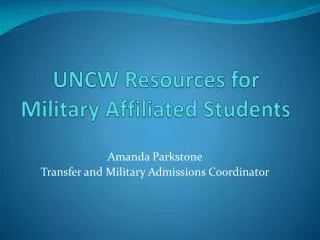 UNCW Resources for Military Affiliated Students