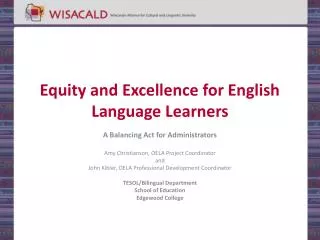 Equity and Excellence for English Language Learners