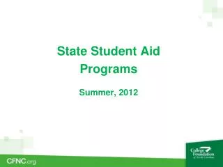 State Student Aid Programs Summer, 2012