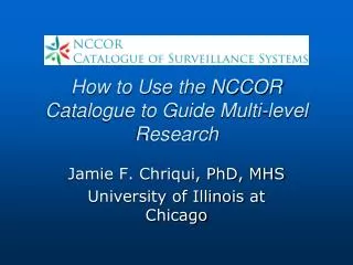 How to Use the NCCOR Catalogue to Guide Multi-level Research