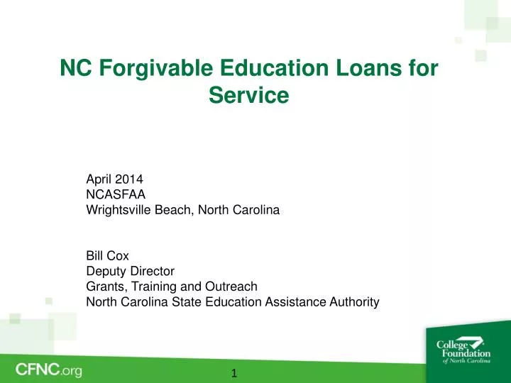 nc forgivable education loans for service