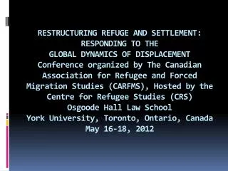 JURIDICAL, POLITICAL AND SOCIAL STIGMATIZATION OF THE COLOMBIAN REFUGEES. JUAN PABLO SERRANO FRATTALI