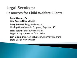 Legal Services: Resources for Child Welfare Clients