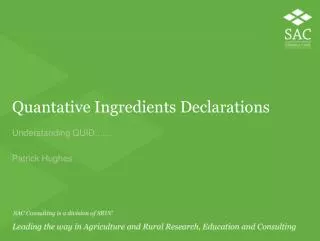 Quantative Ingredients Declarations