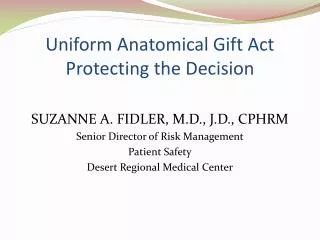 Uniform Anatomical Gift Act Protecting the Decision