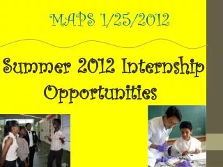Summer 2012 Internship Opportunities