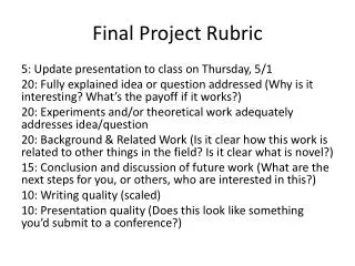 Final Project Rubric