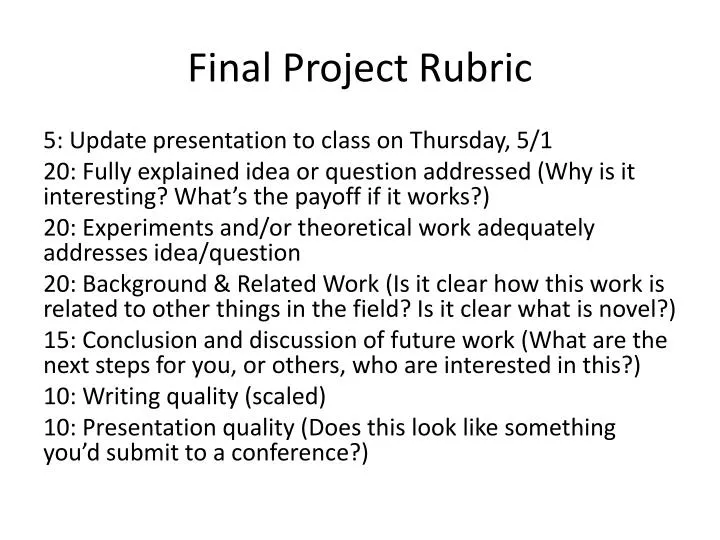 final project rubric