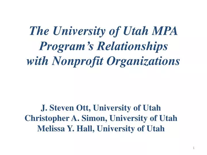 the university of utah mpa program s relationships with nonprofit organizations