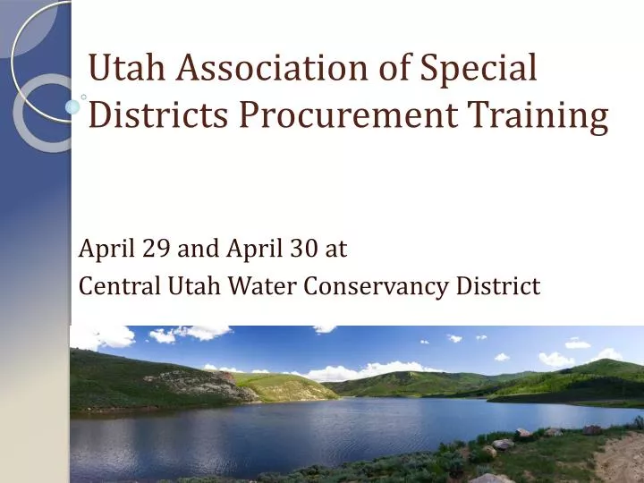 utah association of special districts procurement training