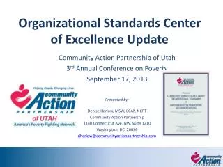 Organizational Standards Center of Excellence Update