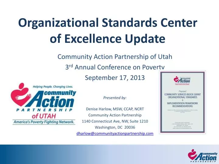 organizational standards center of excellence update
