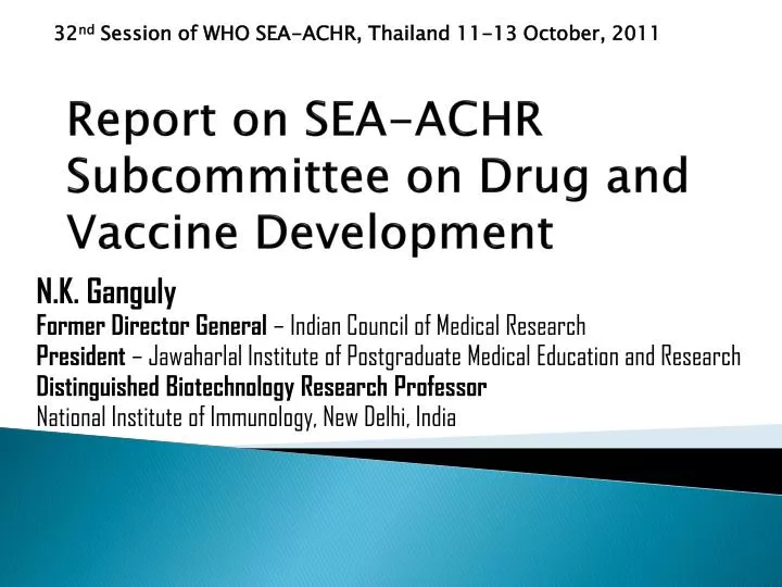 report on sea achr subcommittee on drug and vaccine development