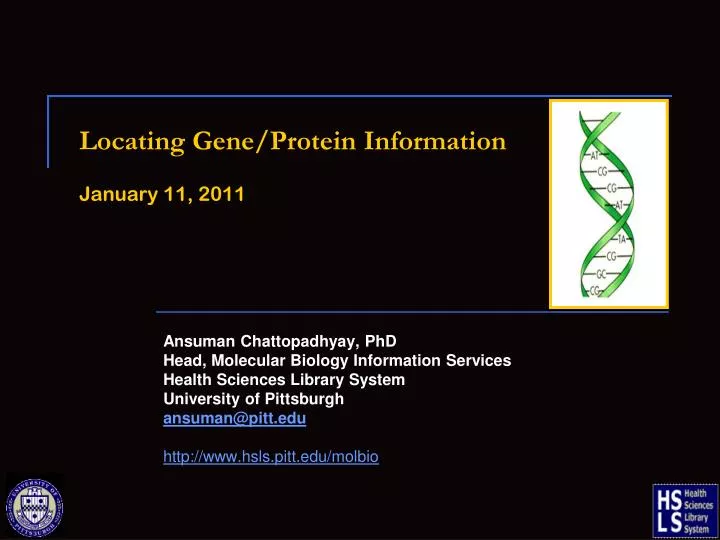 locating gene protein information january 11 2011