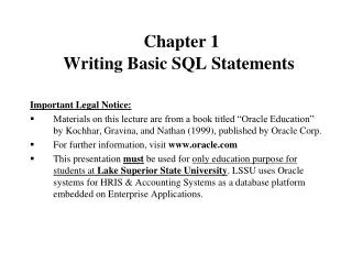 Chapter 1 Writing Basic SQL Statements