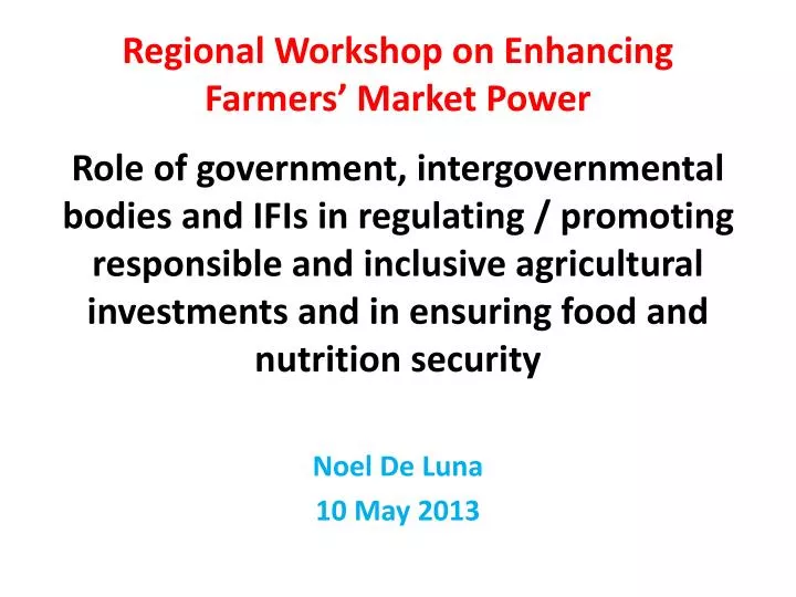 regional workshop on enhancing farmers market power