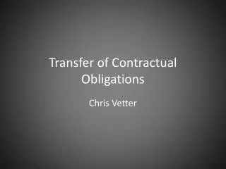 Transfer of Contractual Obligations