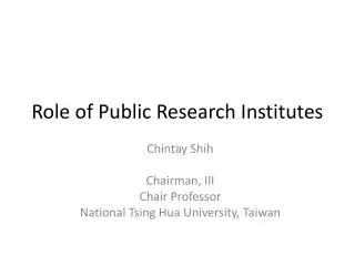 Role of Public Research Institutes