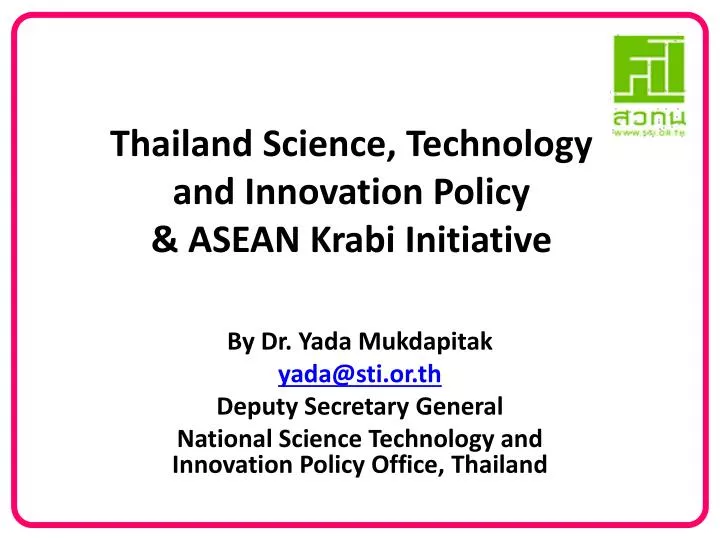 thailand science technology and innovation policy asean krabi initiative