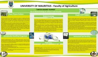 UNIVERSITY OF MAURITIUS - Faculty of Agriculture