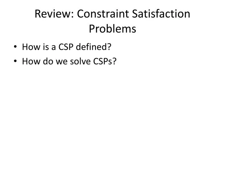 review constraint satisfaction problems