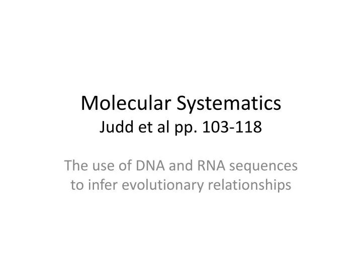 molecular systematics judd et al pp 103 118