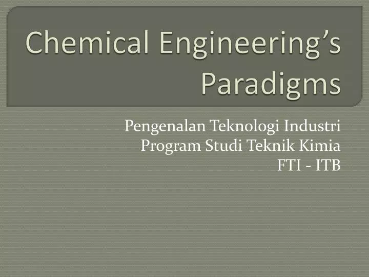 chemical engineering s paradigms