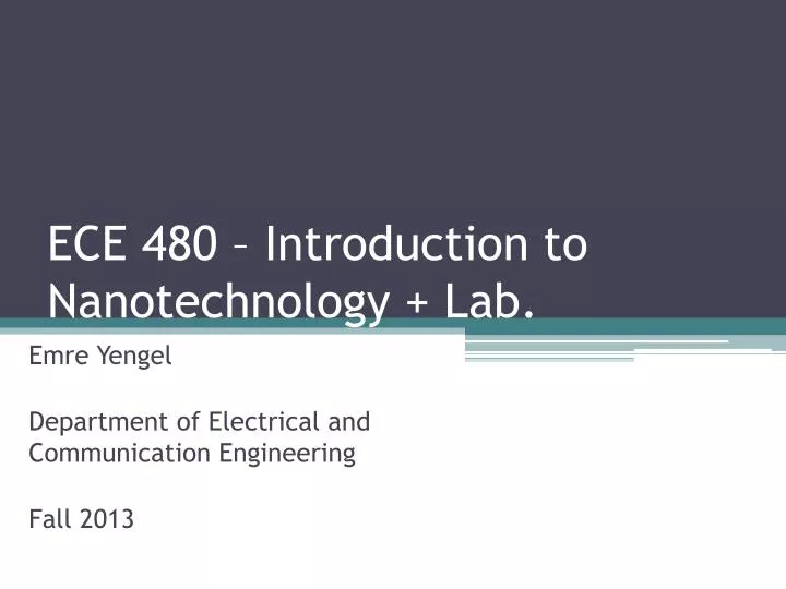 ece 480 introduction to nanotechnology lab